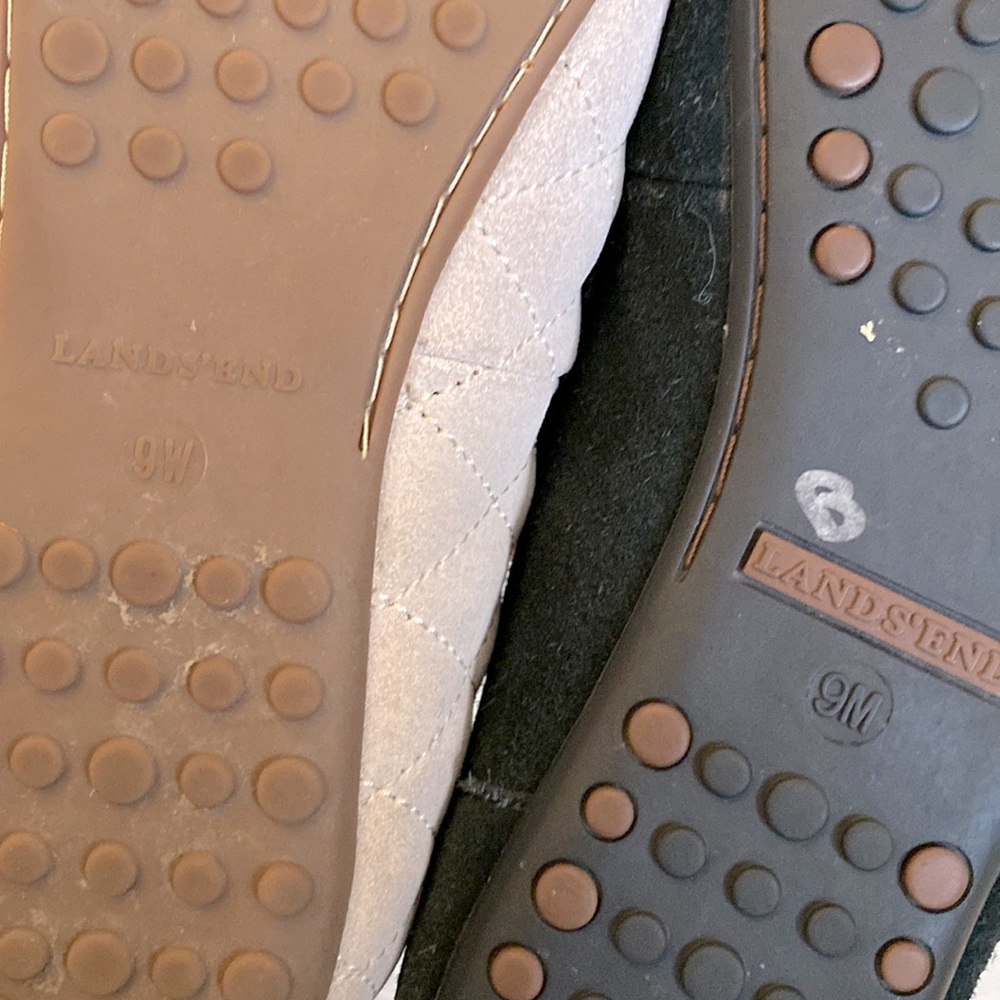 3/$60 Bundle of 2 Quilted Cream and Suede Black Slip On Flats - Picture 14 of 16